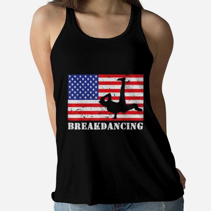 Breakdancing USA American Flag Hobby Gift Women Flowy Tank