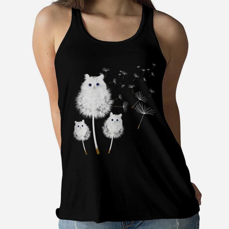 Cat Dandelion Amazing Flower Cat Lover Design Women Girls Women Flowy Tank