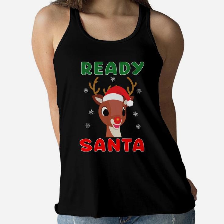 Christmas Rudolph Red Nose Reindeer Kids Gift Women Flowy Tank