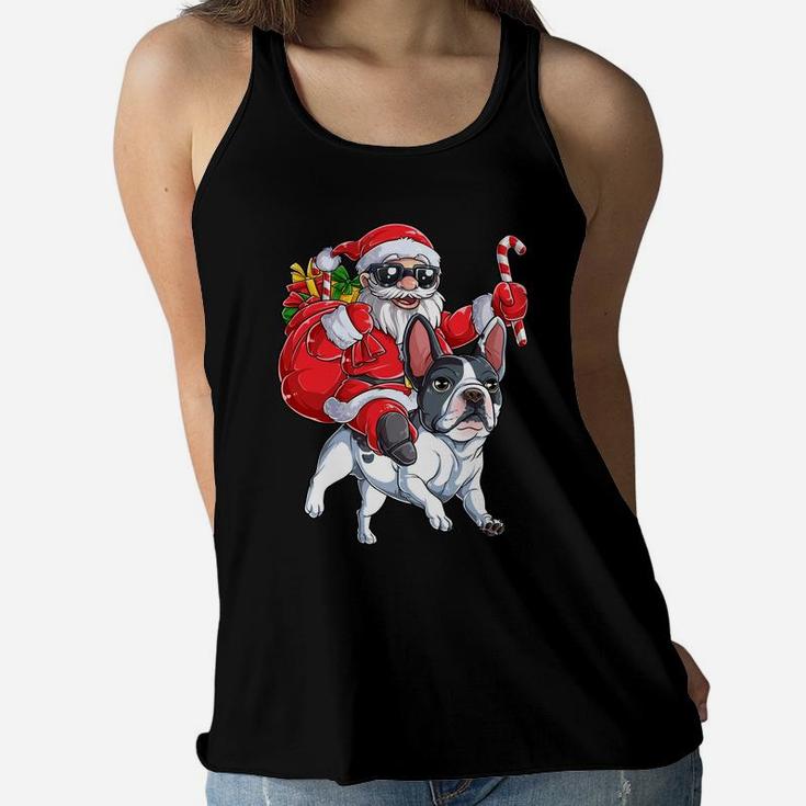 Christmas Santa Claus Riding French Bulldog Xmas Boys Dog Sweatshirt Women Flowy Tank