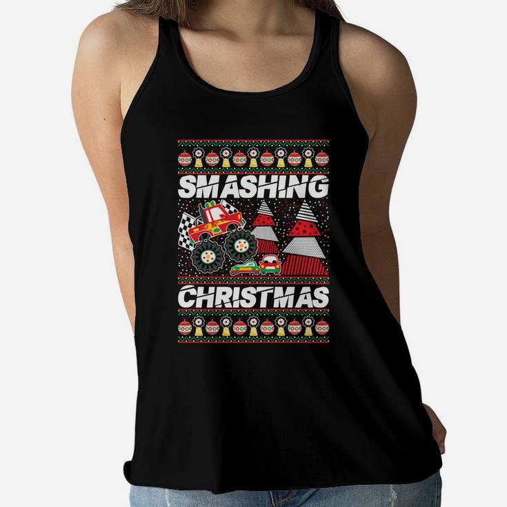 Christmas Truck Shirt Funny Monster Truck Boys Gift Sweatshirt Women Flowy Tank