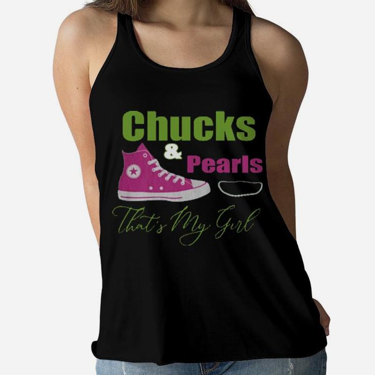 Chucks And Pearls That Is My Girl Women Flowy Tank