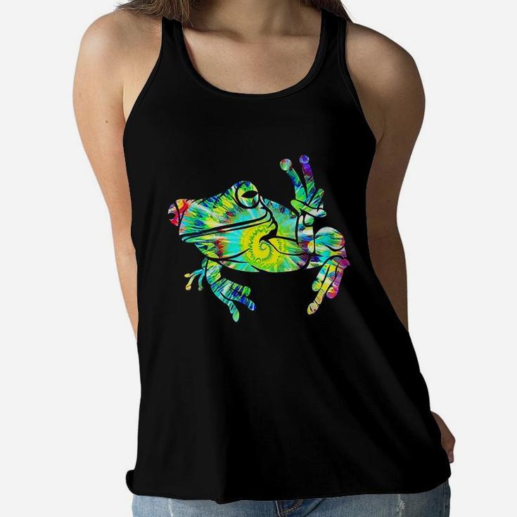 Cool Peace Frog Tie Dye For Boys And Girls Women Flowy Tank