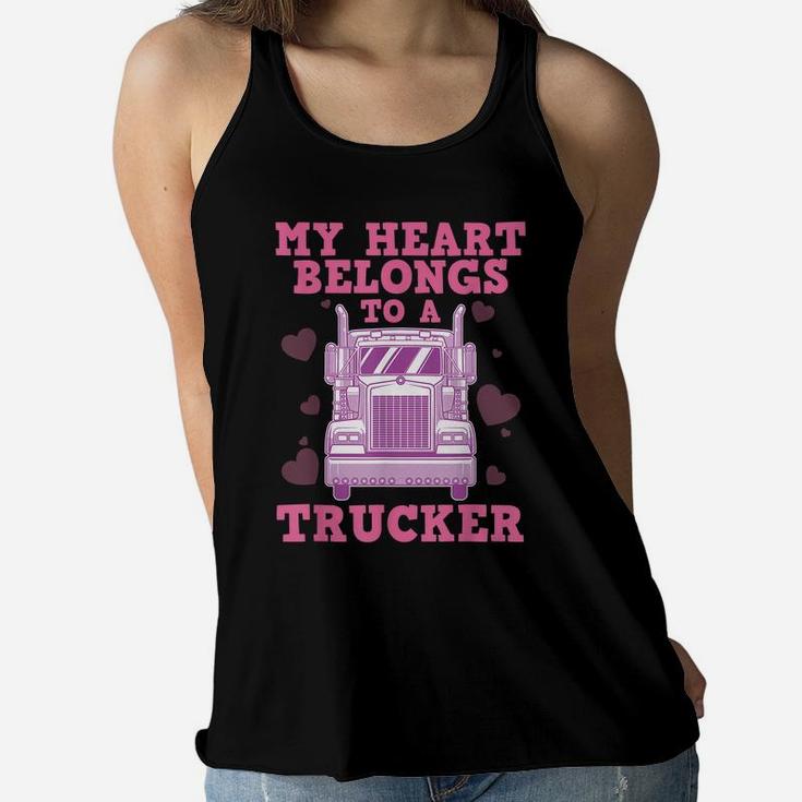 Cool Truckers Wife Gift For Women Funny Truck Driver Girl Women Flowy Tank