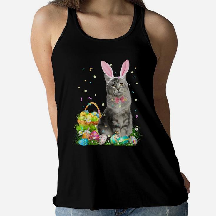 Cute Cat Easter Day Bunny Eggs Costume Gift Mens Womens Kids Women Flowy Tank