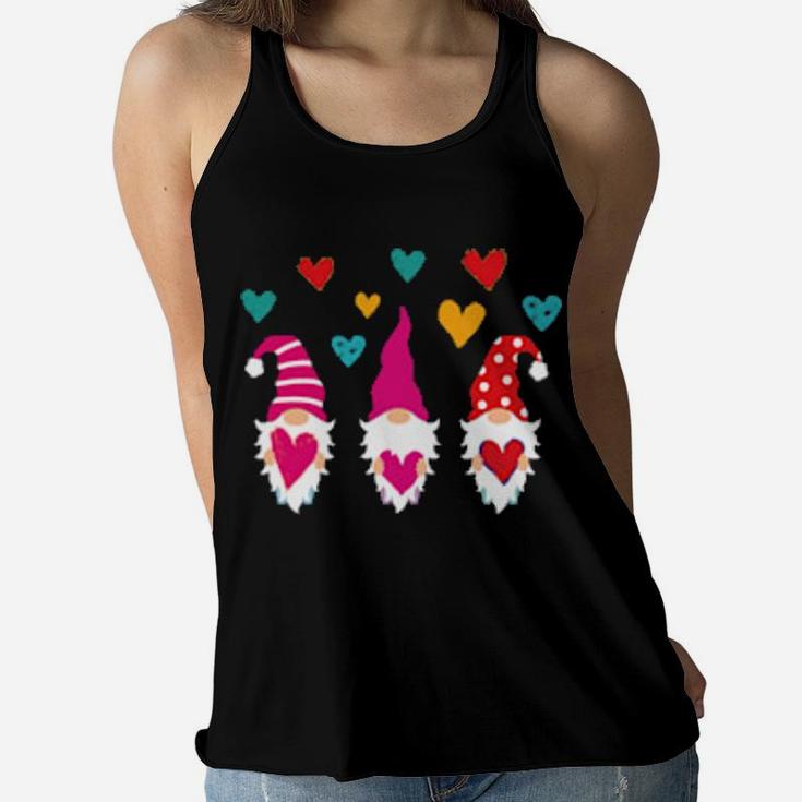 Cute Gnomes Holding Hearts Valentines Day Boys Girls Shirt Women Flowy Tank