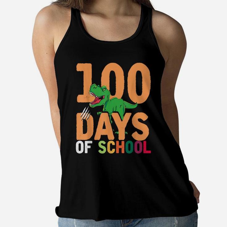 Dino Boys Girls Kids 100Th Day T Rex 100 Days Of School Women Flowy Tank