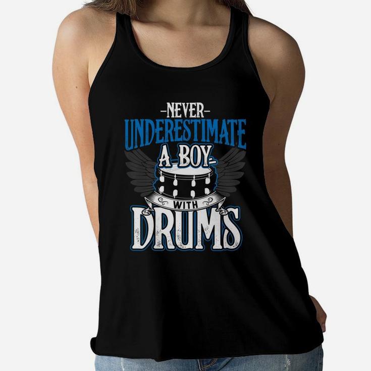Drummer Men - Never Underestimate A Boy With Drums Women Flowy Tank