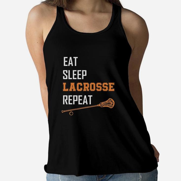 Eat Sleep Lacrosse Repeat Lax Lacrosse Girls Boys Team Women Flowy Tank