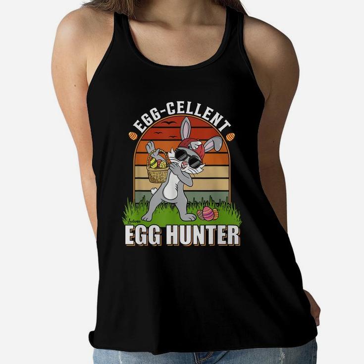 Egg Hunter Dabbing Rabbit Easter Day Eggs Dab Boys Girls Kid Women Flowy Tank