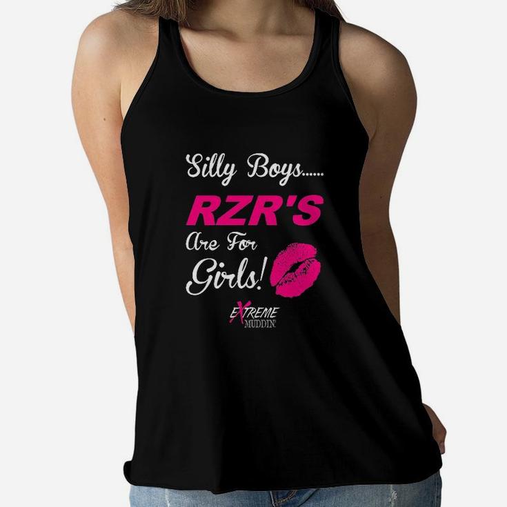 Extreme Muddin Silly Boys Rzrs Are For Girls On A Black Women Flowy Tank