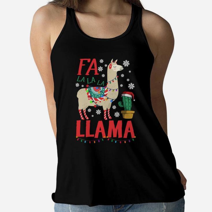 Fa La La Llama Xmas Women Men Kids Gift Llama Christmas Sweatshirt Women Flowy Tank