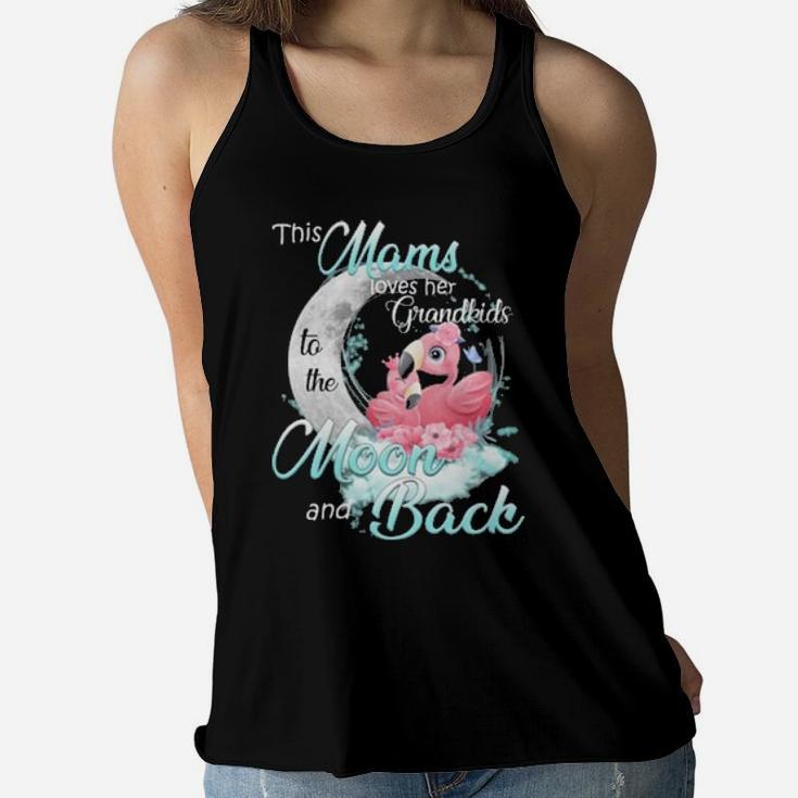 Flamingo This Mams  Loves Her Grandkids To The Moon And Back Women Flowy Tank