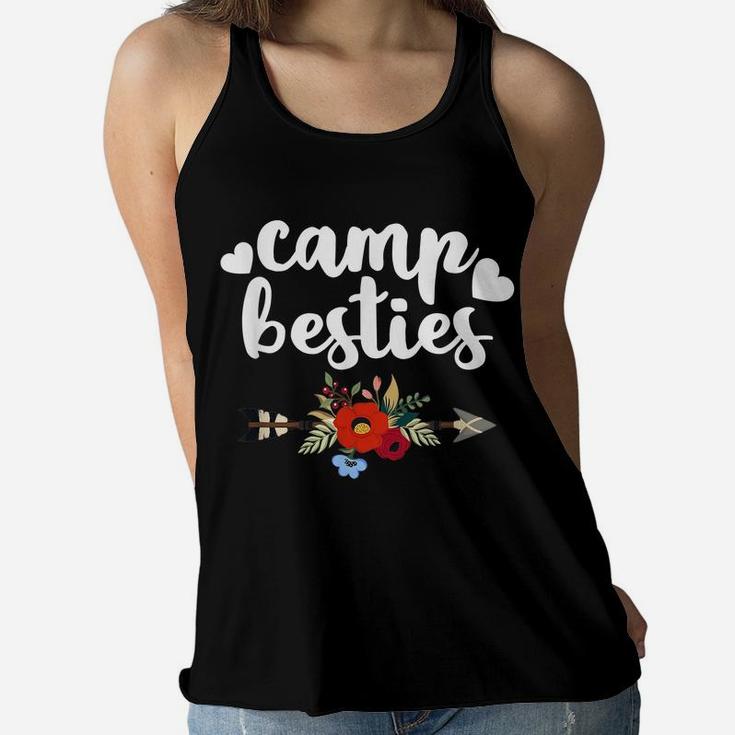 Funny Camp Besties Shirt Cute Best Friend Camper Gift Girl Women Flowy Tank