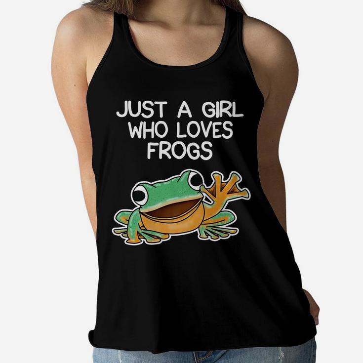 Funny Just A Girl Who Loves Frogs Owner Lover Frog Gifts Women Flowy Tank