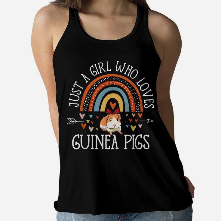 Funny Just A Girl Who Loves Guinea Pigs Boho Rainbow Women Flowy Tank