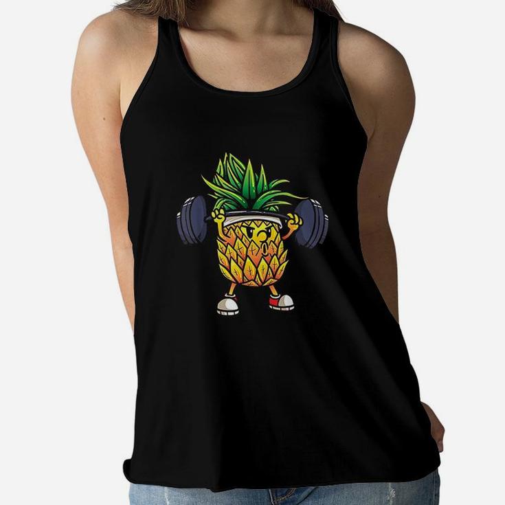 Funny Pineapple Powerlifting Weightlifting Gym Workout Girls Women Flowy Tank