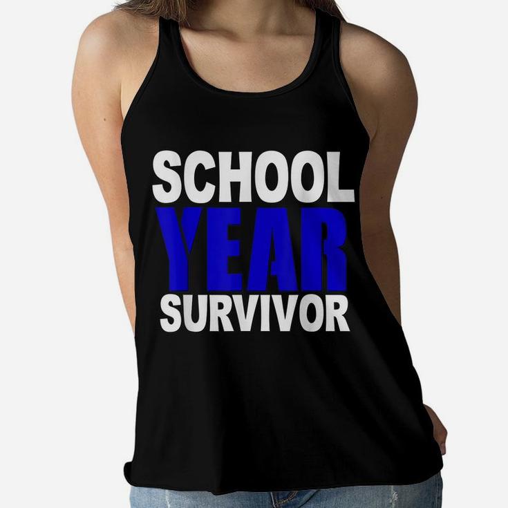 Funny School Year Survivor Shirt Teacher Kids Graduation Women Flowy Tank