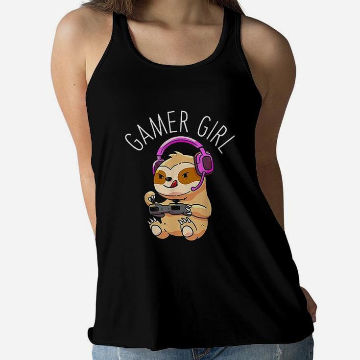 Gamer Girl Sloth Gaming Women Girls Gift Women Flowy Tank