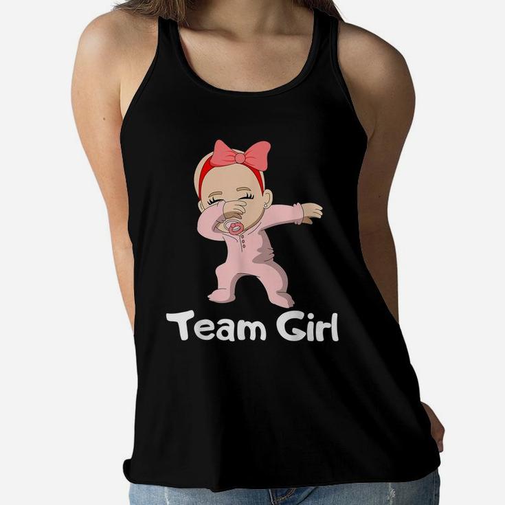 Gender Reveal Party Team Girl Dabbing Baby Women Flowy Tank