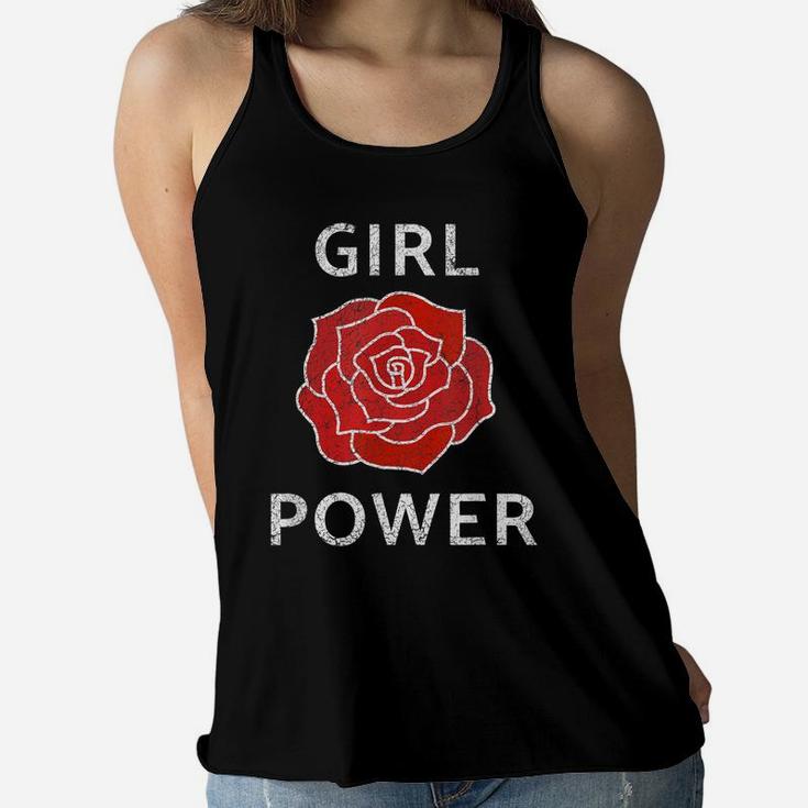 Girl Power Female Cute Rose Flower Feminist Female Equality Women Flowy Tank