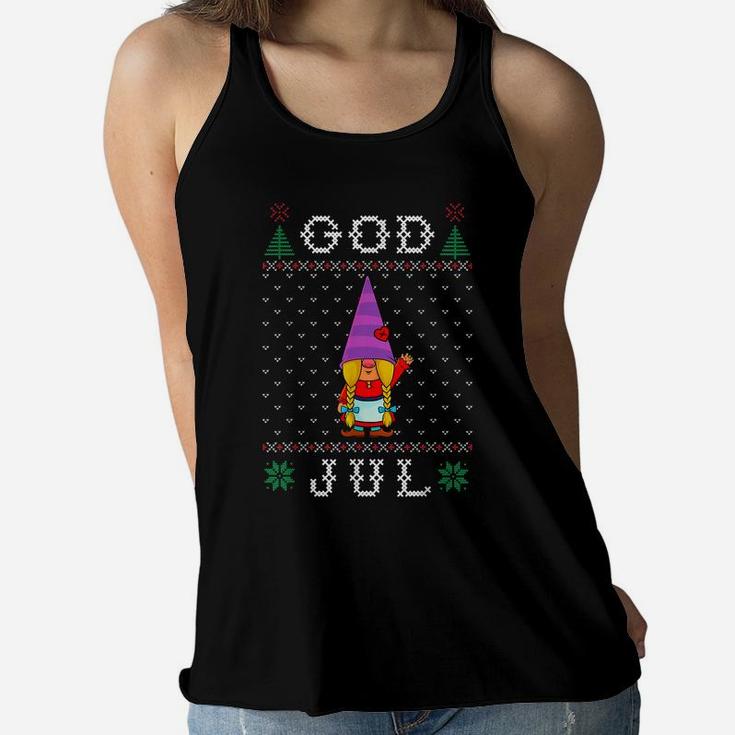 God Jul, Swedish Tomte Gnome, Sweden Christmas, Women Girls Women Flowy Tank