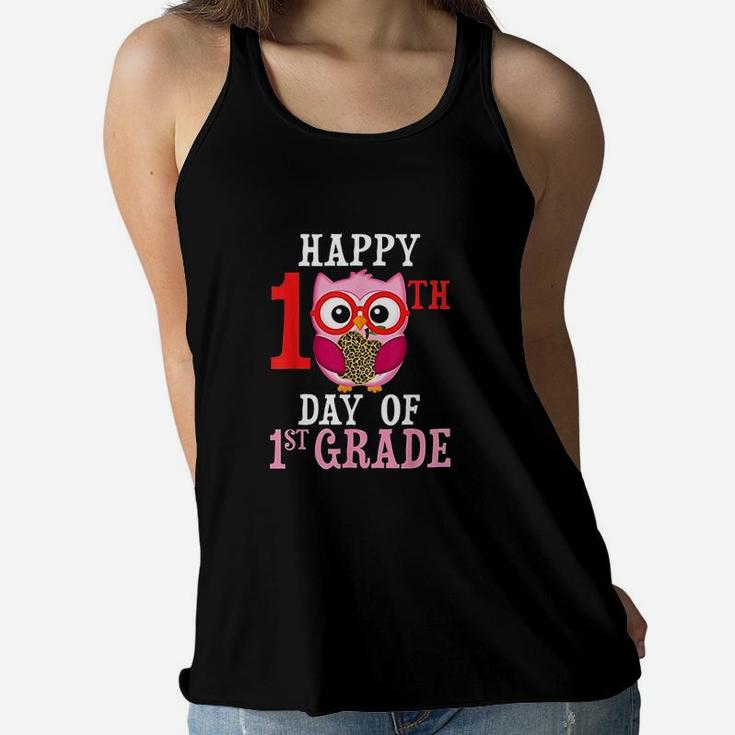 Happy 100Th Day Of First Grade Owl Cute Teacher Student Girl Women Flowy Tank