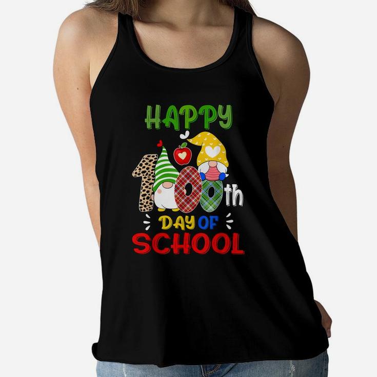 Happy 100Th Day Of School Gnomes For Virtual Teachers Kids Women Flowy Tank