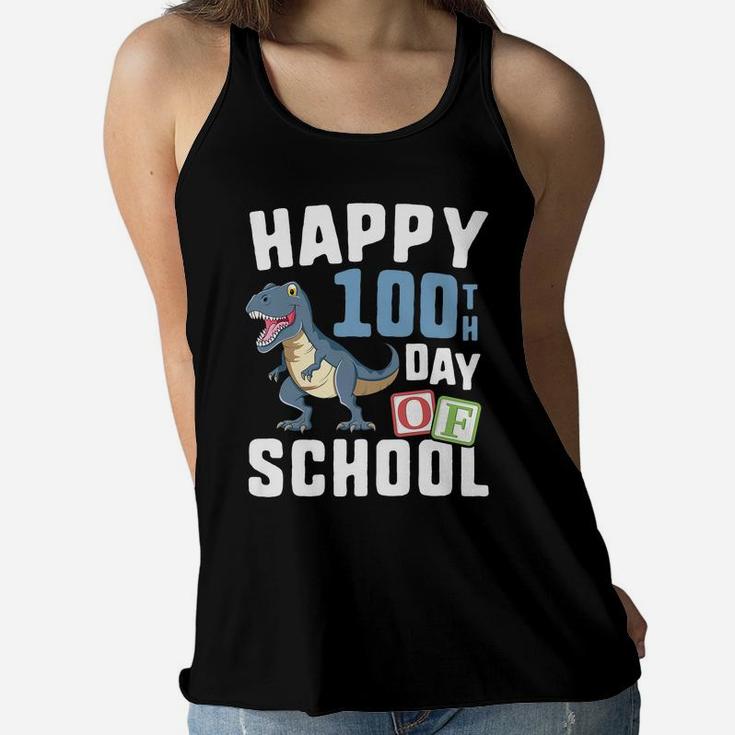 Happy 100Th Day Of School Shirt Boys T Rex Dinosaur Party Women Flowy Tank