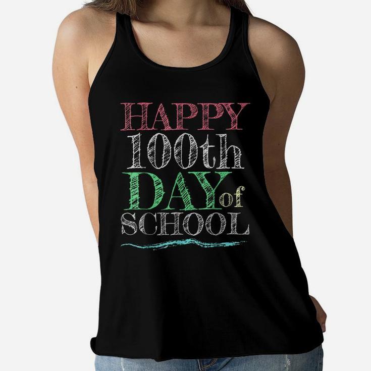 Happy 100Th Day Of School Shirt For Teacher Kids Women Flowy Tank