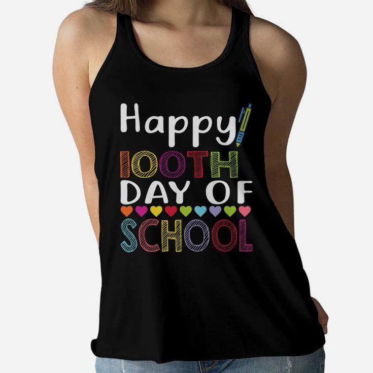 Happy 100Th Day Of School Shirt For Teachers & Kid S Women Flowy Tank