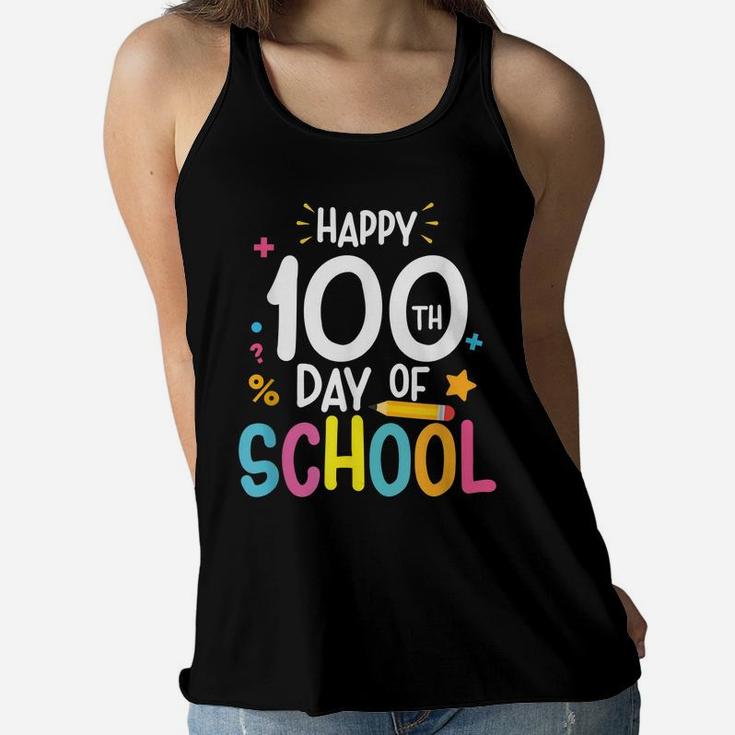 Happy 100Th Day Of School Tee For Teacher & Student Kids Women Flowy Tank