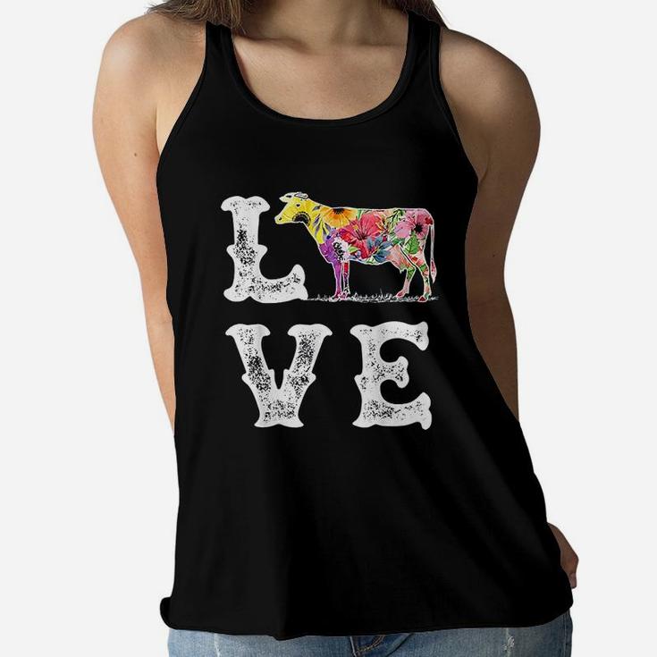 I Love Cows Funny Cow Lover Women Flowy Tank