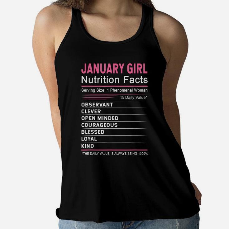 January Girl Nutrition Fact January Capricorn Birthday Gift Women Flowy Tank
