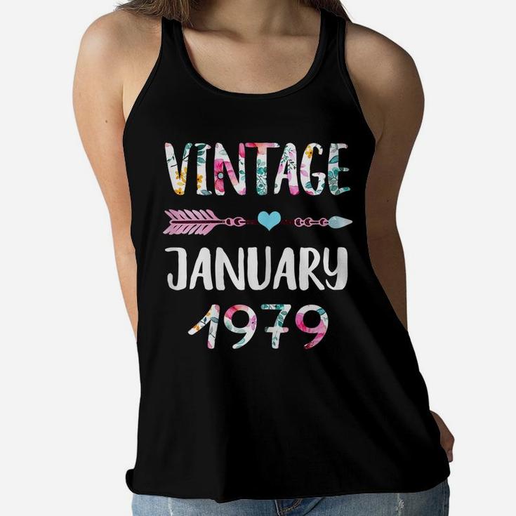 January Girls 1979 Birthday Gift 42 Years Old Made In 1979 Women Flowy Tank