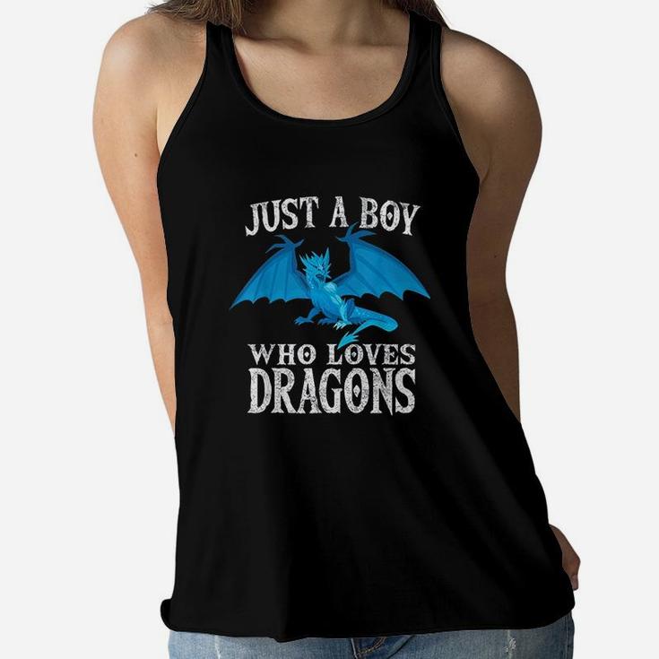 Just A Boy Who Loves Dragons Women Flowy Tank
