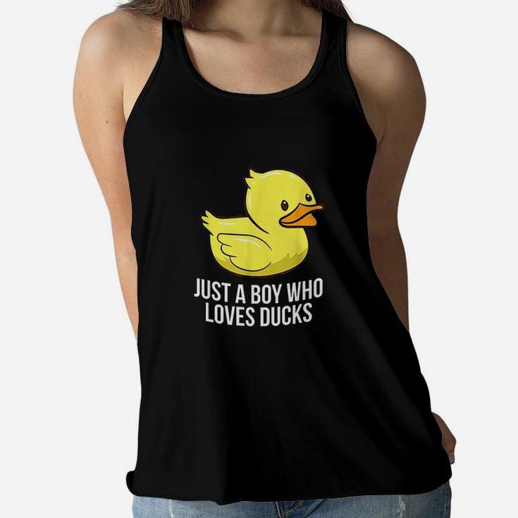 Just A Boy Who Loves Ducks Women Flowy Tank