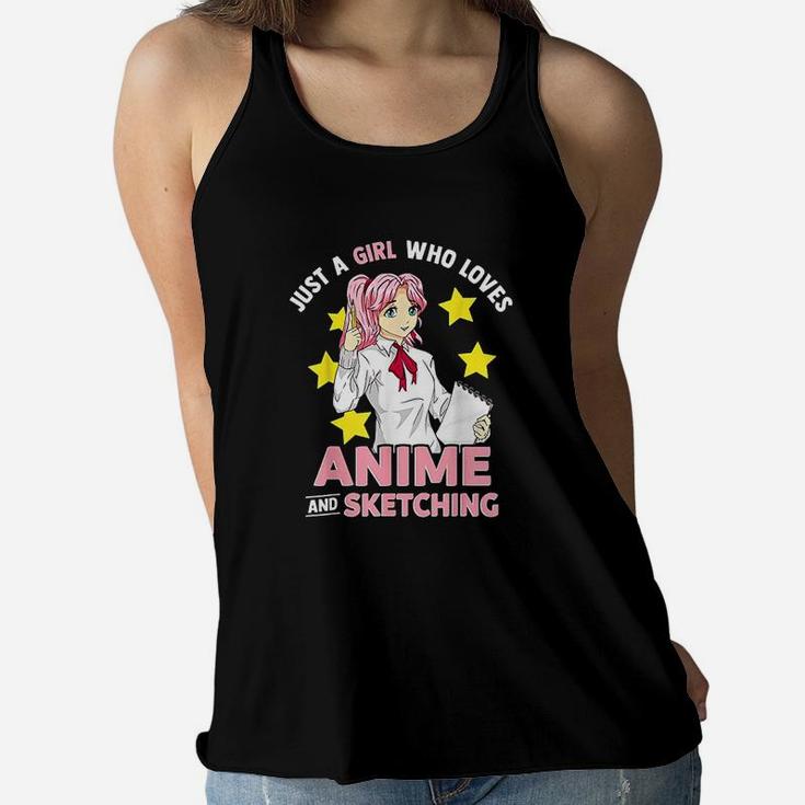 Just A Girl Who Loves And Sketching Girls Women Flowy Tank