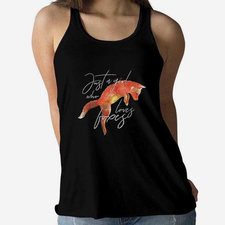Just A Girl Who Loves Foxes Art Fox Women Gift Women Flowy Tank