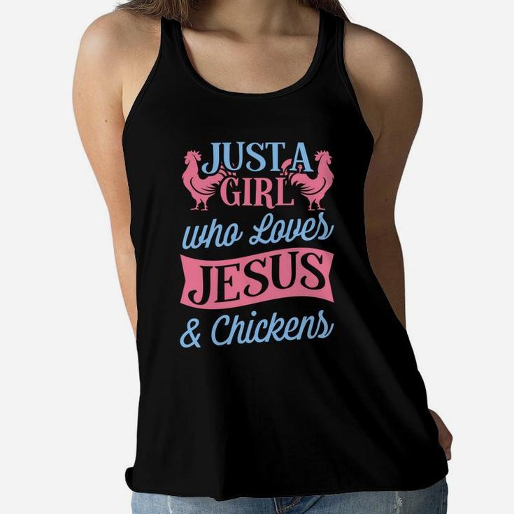 Just A Girl Who Loves Jesus And Chickens Christmas Gift Women Flowy Tank
