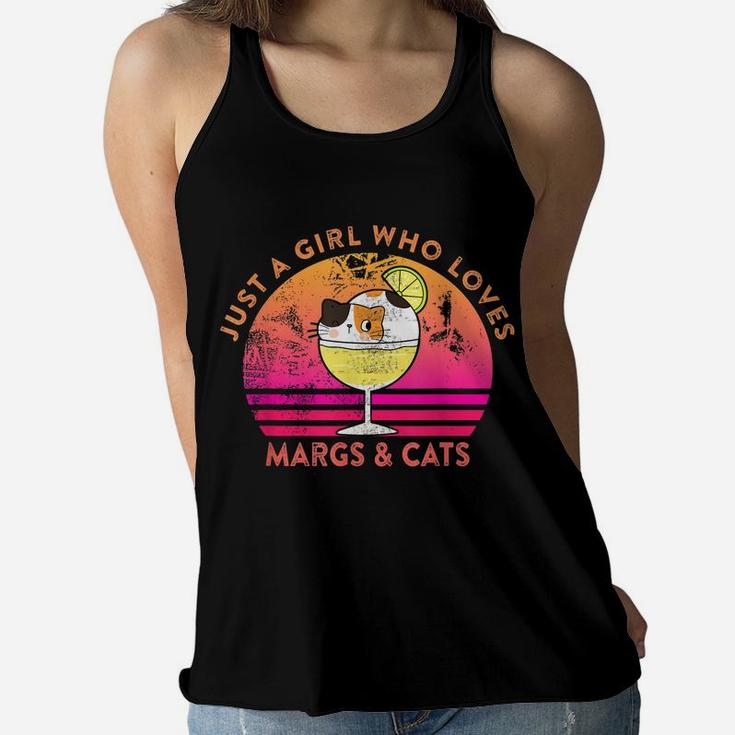 Just A Girl Who Loves Margs And Cats Margarita Cat Meme Women Flowy Tank