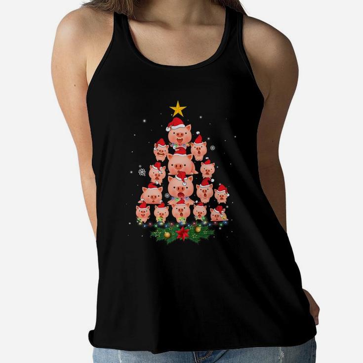 Just A Girl Who Loves Pigs And Christmas Gifts Xmas Pajama Women Flowy Tank