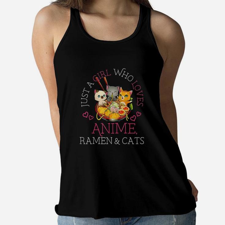 Just A Girl Who Loves Ramen And Cats Gift Manga Girls Women Flowy Tank