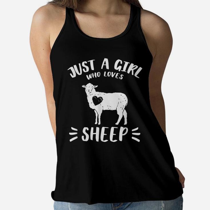 Just A Girl Who Loves Sheep Farm Animal Funny Gift Idea Women Flowy Tank