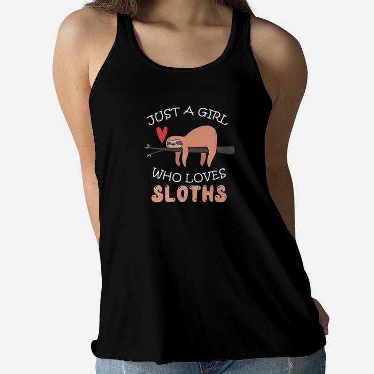 Just A Girl Who Loves Sloths Cute Sloths Lover Tee Women Flowy Tank