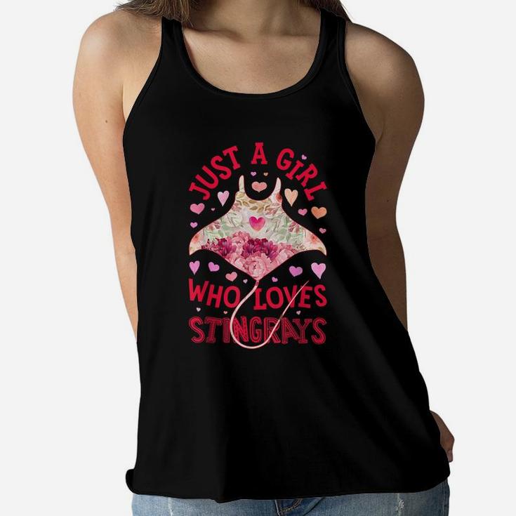 Just A Girl Who Loves Stingrays Stingray Flower Floral Gifts Women Flowy Tank