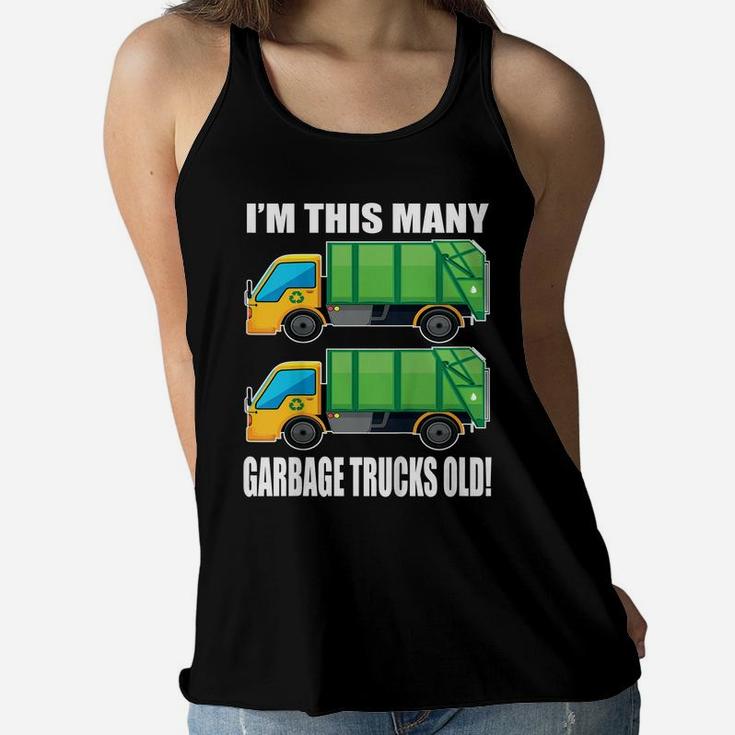 Kids 2 Year Old Garbage Truck 2Nd Birthday Shirt For Toddler Boy Women Flowy Tank