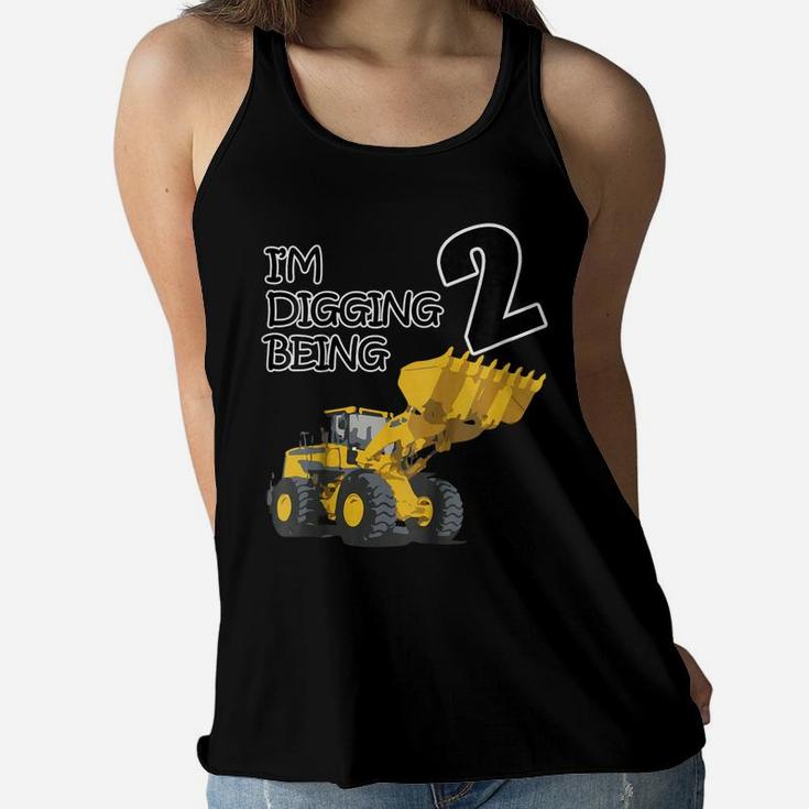 Kids 2Nd Birthday Construction Party 2 Years Toddler Kids Women Flowy Tank