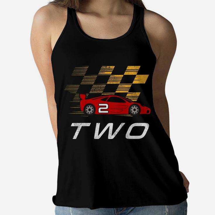 Kids 2Nd Birthday Race Car Shirt Gift I Funny Two Year Old Boys Women Flowy Tank
