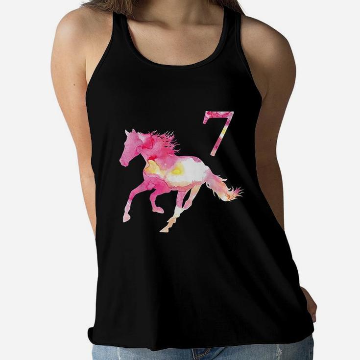 Kids 7Th Birthday Horse Gift For 7 Year Old Girls Women Flowy Tank